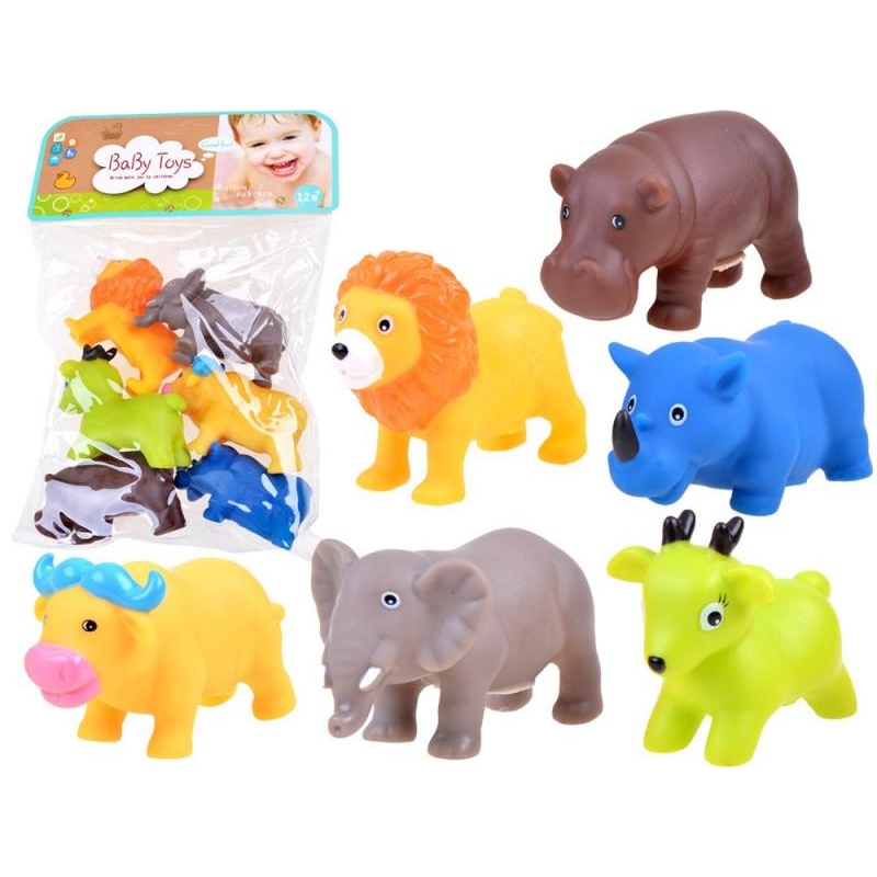 Rubber safari animals to play with 6 pcs @ 