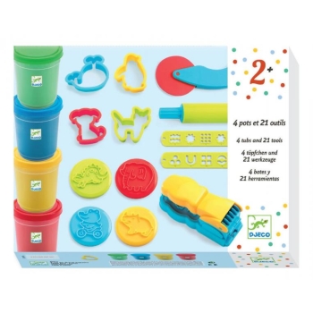 3-6 Colours - Introduction to dough 4 tubes / 21 tools