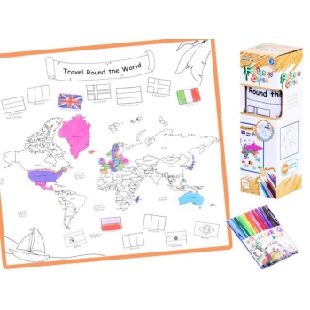 Coloring book washable MAP OF THE WORLD + markers