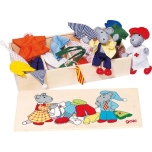 GOKI Flexible puppets - Mouse dress-up box, Lia & Luca