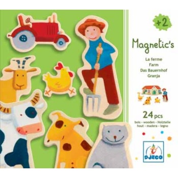 Wooden magnetics - Farm, 24 pcs